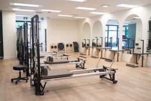 Reformer Pilates machine used for chronic pain relief in East Vancouver studio.